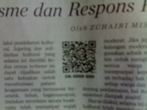 Contoh QR Code pada koran Kompas